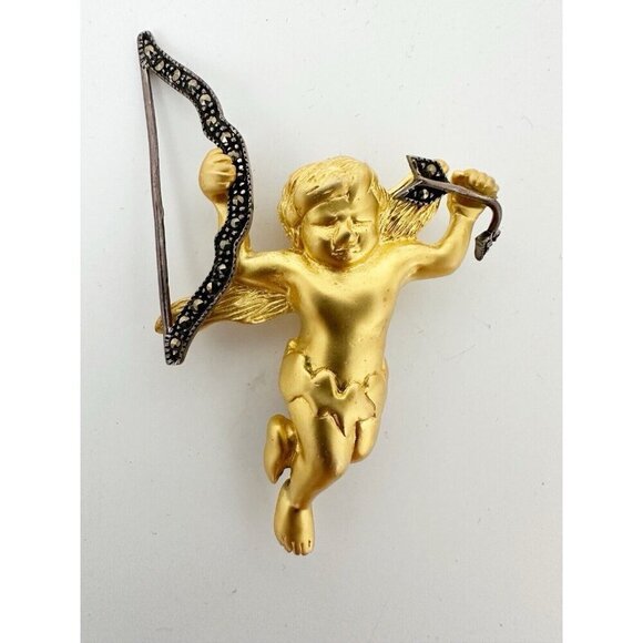 Vintage Judith Jack Angel Cherub Pin Brooch 925 Sterling Signed - Picture 2 of 5